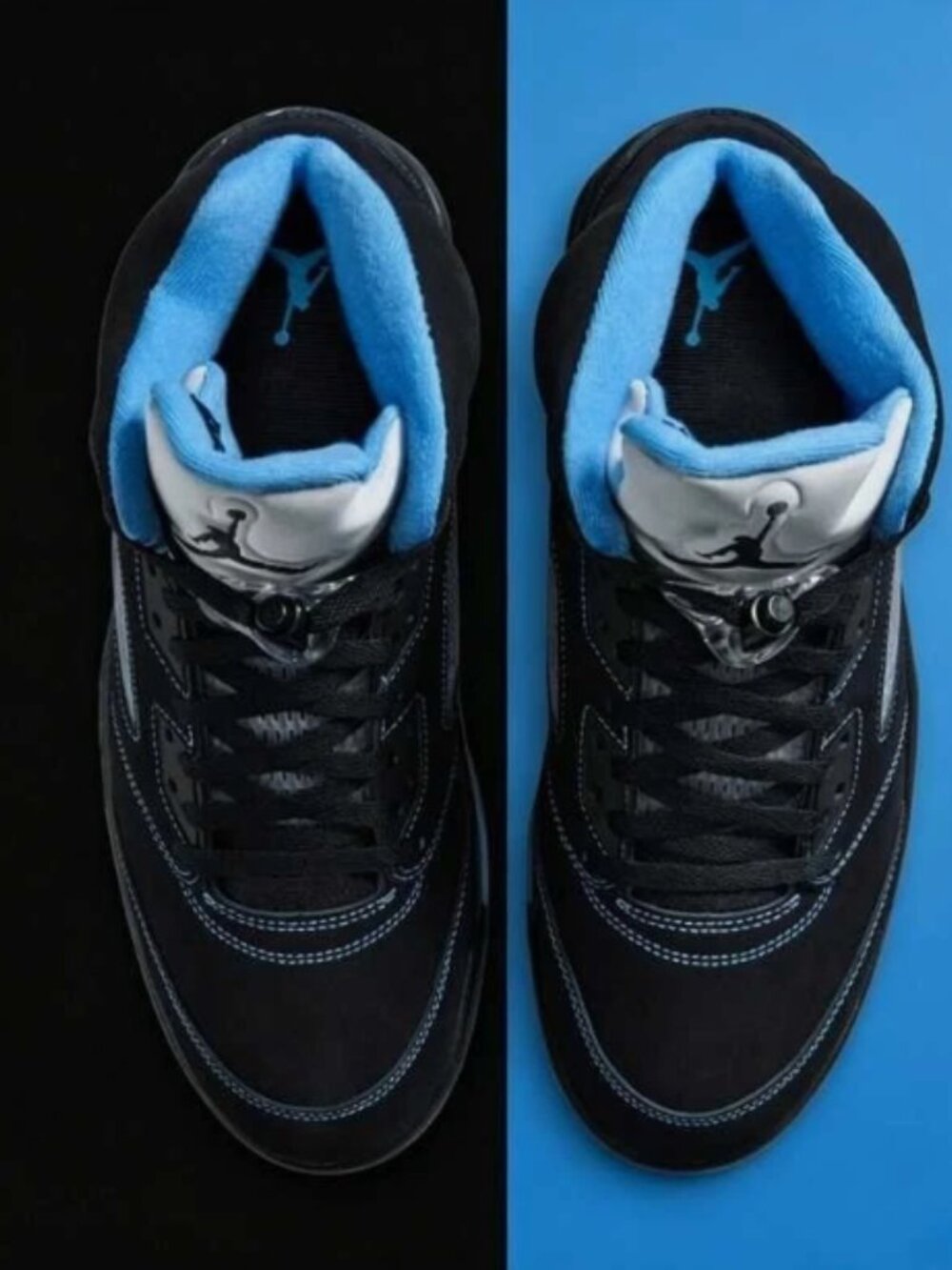 New Nike Air Jordan 5 Retro Black University Blue - Picture 3 of 6